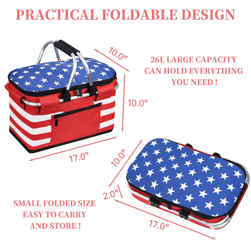 Panier isotherme pique-nique isolé, sac isotherme pliable