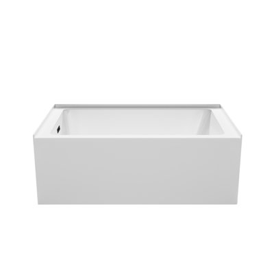 Grayley 60 x 36 Inch Alcove Bathtub in White with Left-Hand Drain and Overflow Trim in Matte Black