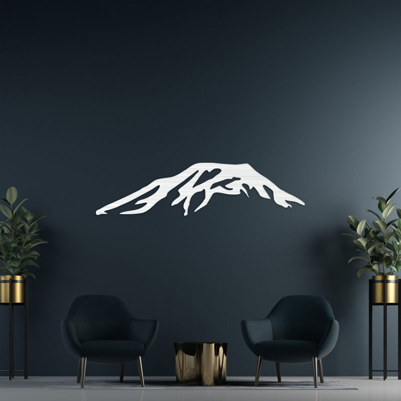 Décoration murale abstraite montagne - ACM argent (11,5 po x 46 po), Noir, H 8 po x l 32 po x P 0,25 po