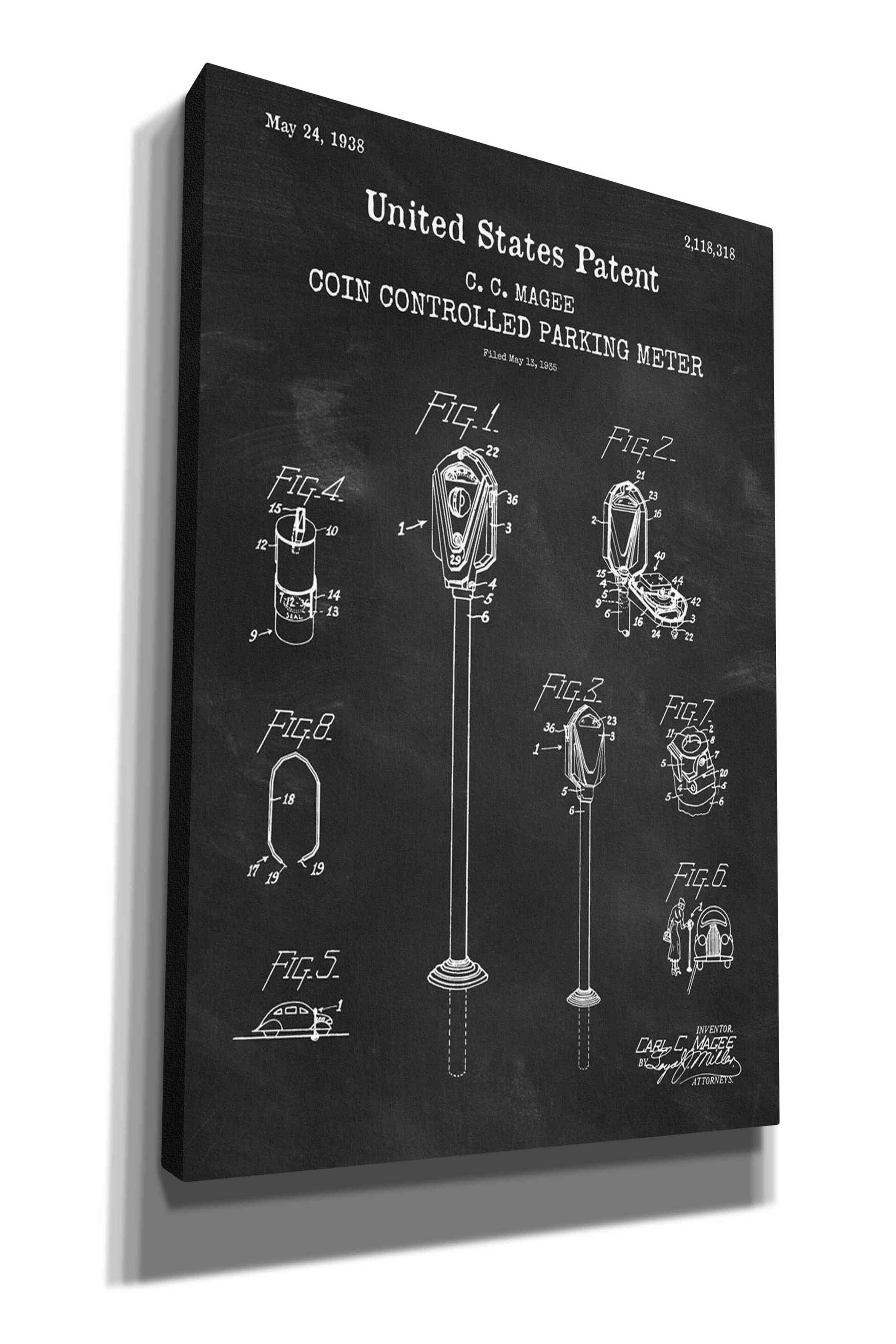 Williston Forge Parking Meter Blueprint Patent Chalkboard On Canvas by ...