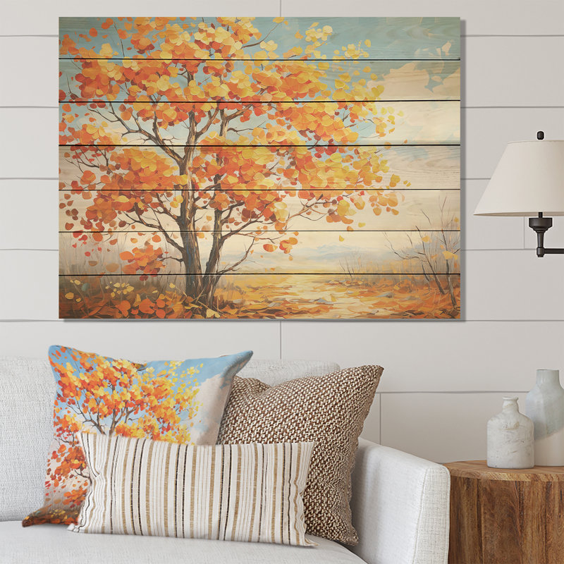 «Orange American Basswood Essence IV» - Impression sur arbre sur bois, H 24 po x l 32 po