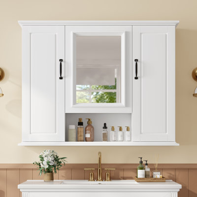 36'' Modern Mirror Cabinet with Ample Concealed Storage and Adjustable Shelves
