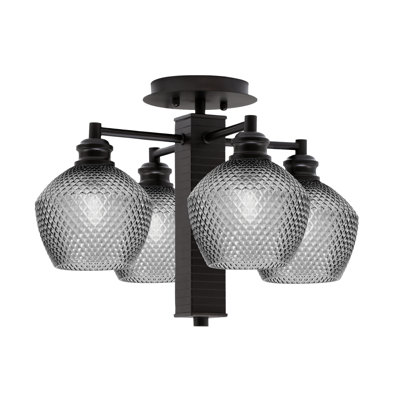 Edge 4 Light Semi-Flush With 6" Glass