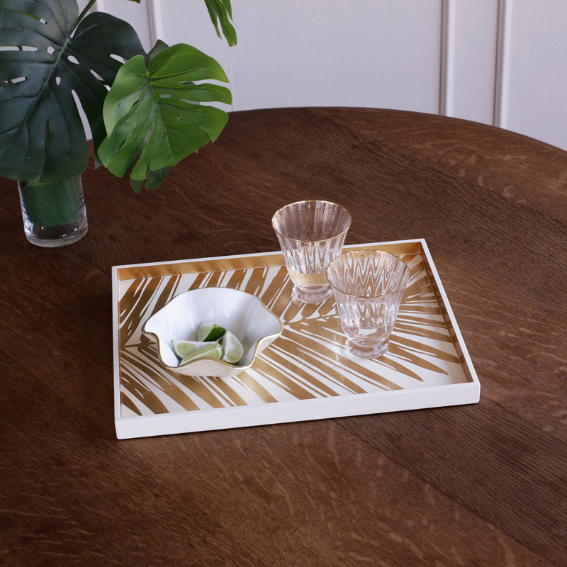Plateau de palmier laqué Indochine, L 16 po x P 12,25 po x H 1 po