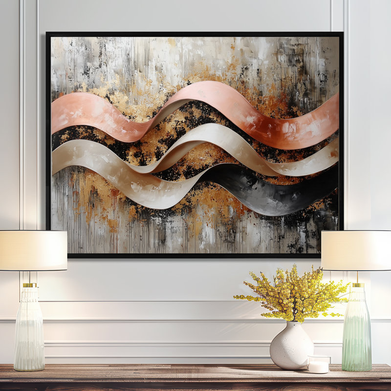 Nwamaka - Abstract Wall Art, H 34 po x l 44 po, Noir, Impression encadrée flottante