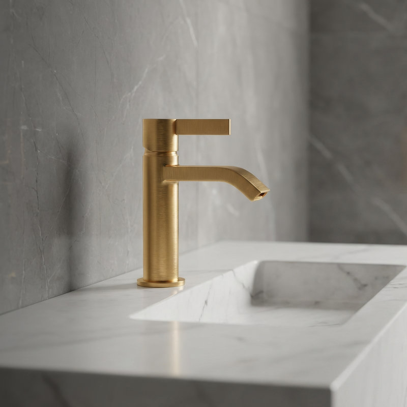 Single Lever Basin Mixer Faucet, Brushed Gold