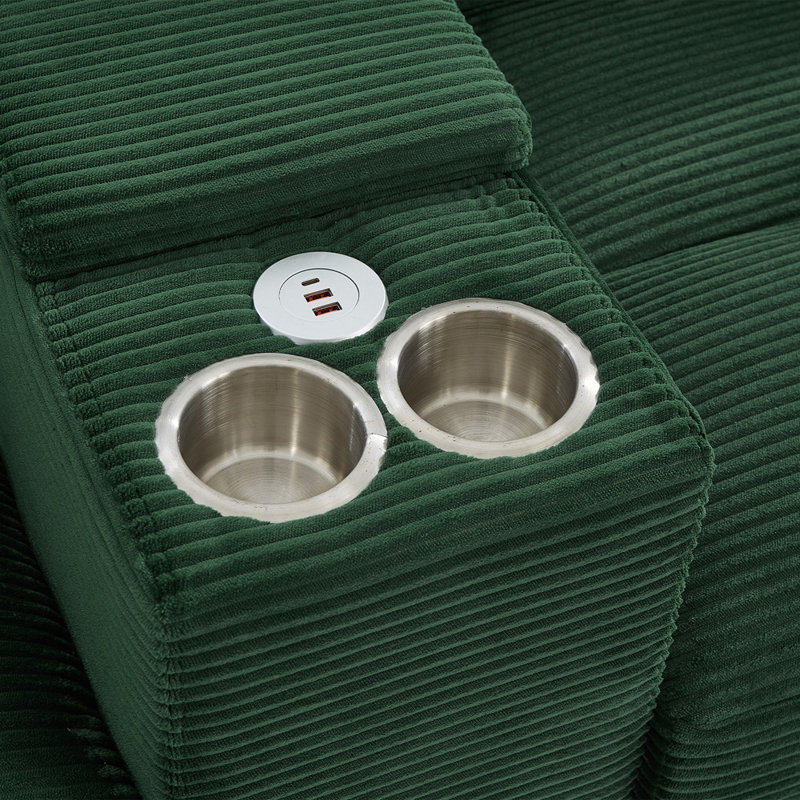 U-shaped Sectional Sofa (Green), Green Corduroy