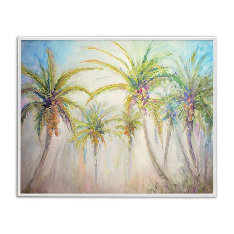 «Swaying Palms», estampe numérique par Diannart, H 11 po x l 14 po, Estampe numérique encadrée blanc bord de mer