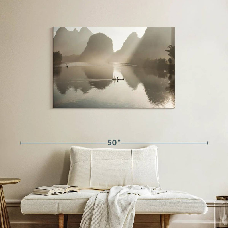 Ravi Li River Mountain Scene, 26" H x 39" W