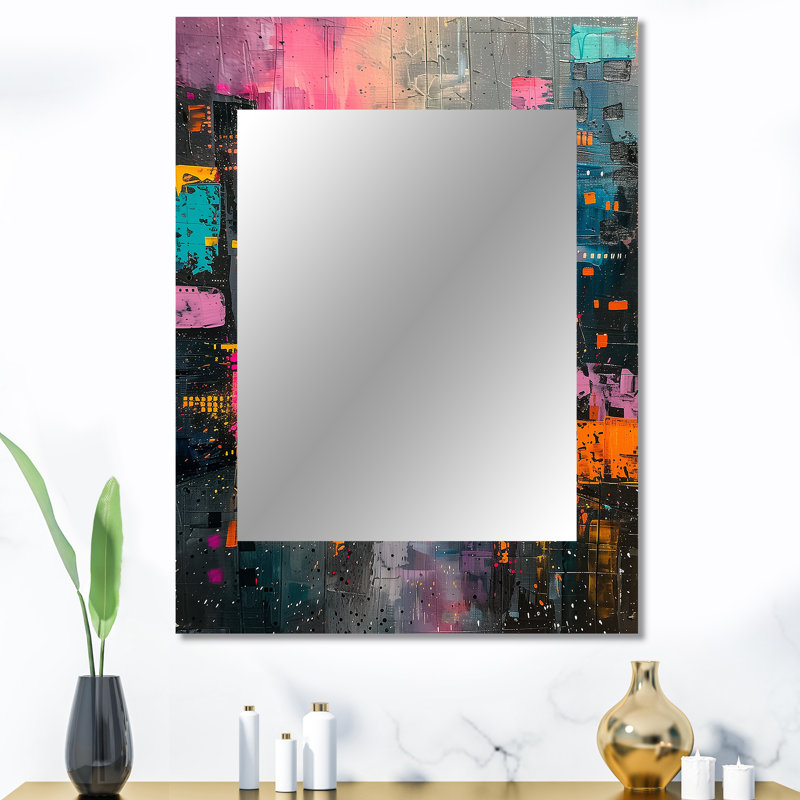 Bâtiments urbains noirs et noirs de luxe - bâtiments grand miroir mural, miroir noir unique, impression d'art en métal