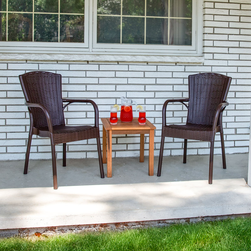 Fauteuil de patio empilable Beam, Marron foncé