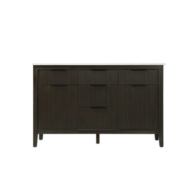 Meuble-lavabo double 54 po en chêne chocolat