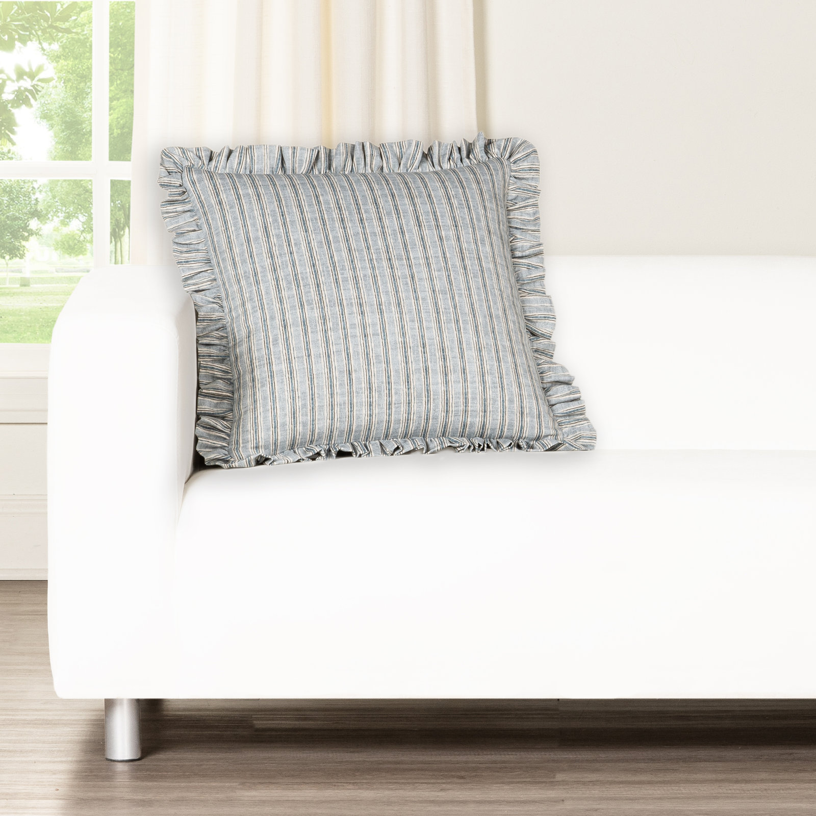 Birch Lane Jasper Sky Ruffled Accent Pillow, Feather