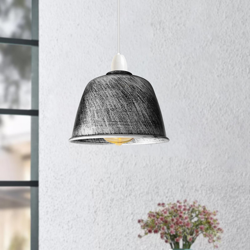 13.5cm H Metal Drum Lamp Shade ( Screw On ), Brushed Silver