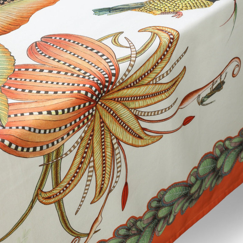 Thanda Nests Tablecloth - Cotton, 138" L x 78" W, Parakeet