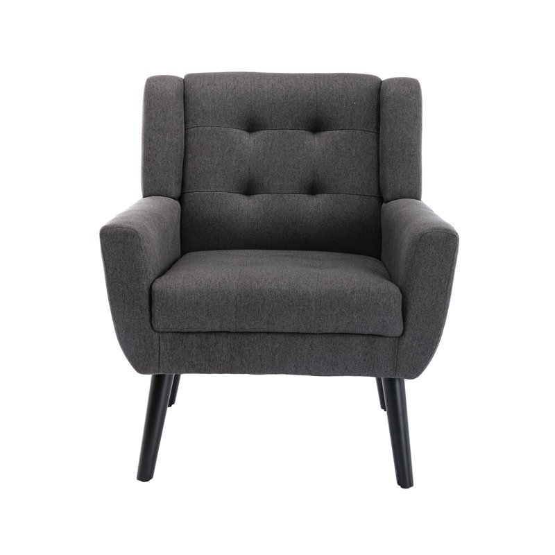 Chaise de chambre à coucher avec accoudoirs noirs modernes et ergonomiques, Gris foncé