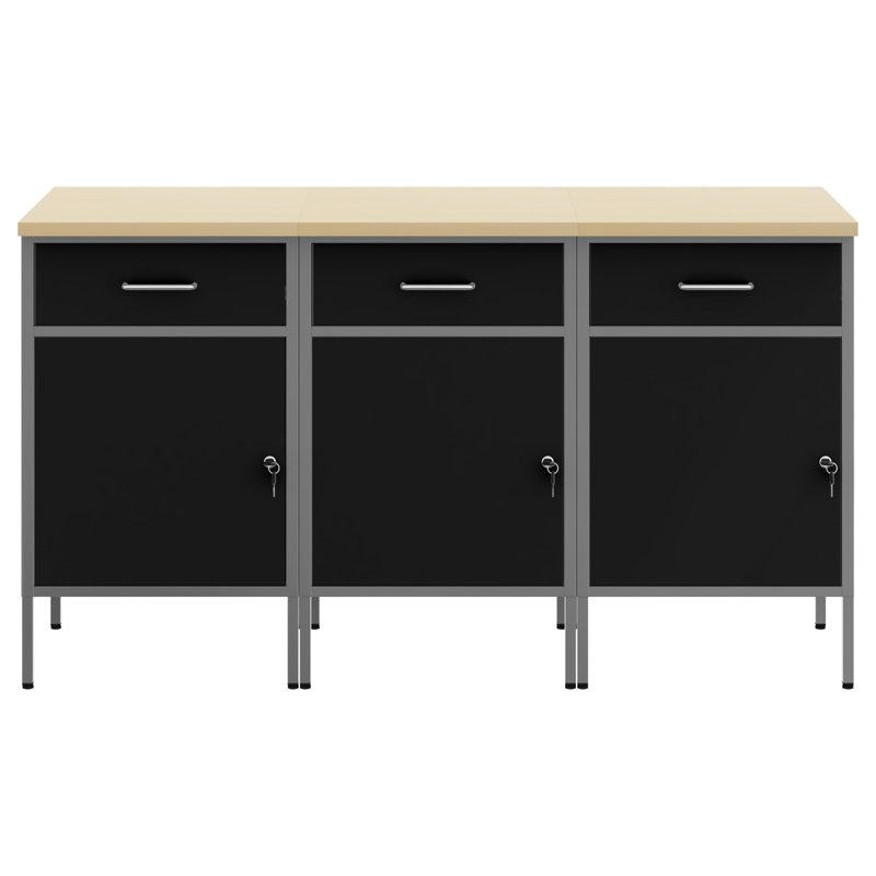 Work Cabinet with Drawer, Black