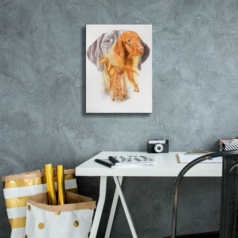 «Dutch Vizsla» par Barbara Keith, art mural sur toile, H 16 po x l 12 po