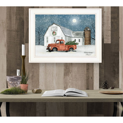 «Wintry Weather» par Billy Jacobs, reproduction encadrée prête à accrocher, cadre blanc