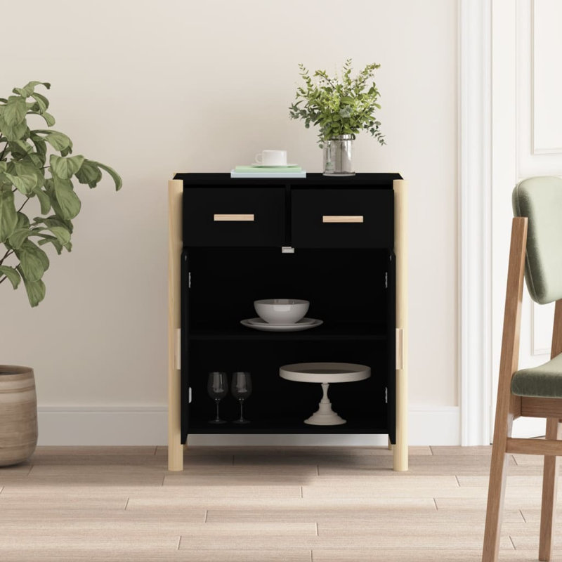 Keden Solid Wood Accent Cabinet, Black