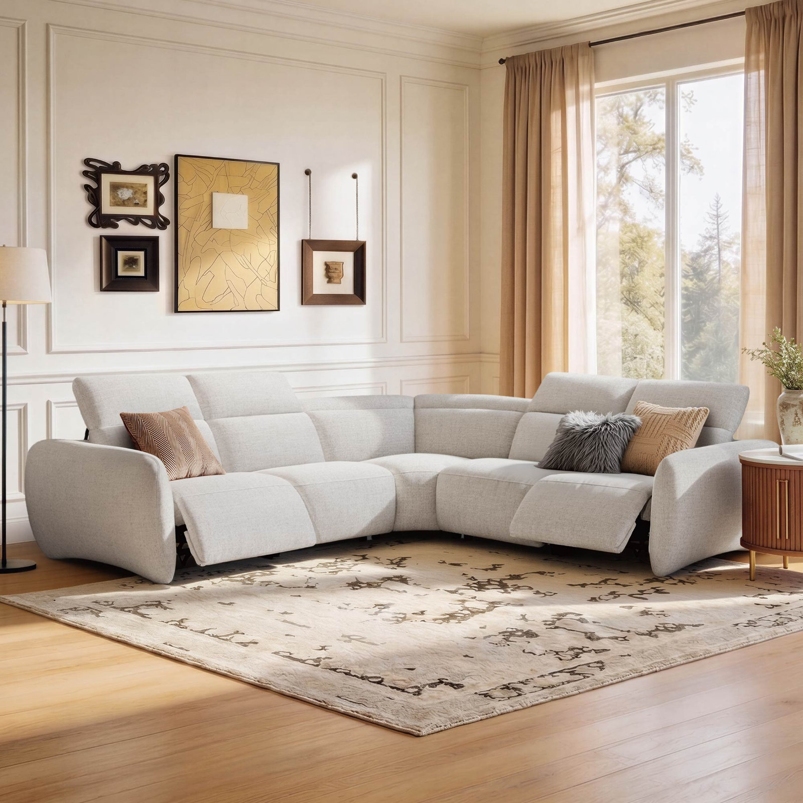 Astro Modular Sectional, Ivory Polyester Blend