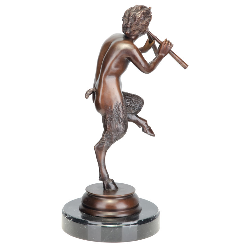 Medium Bronze Greek God Pan Statue with Marble Base