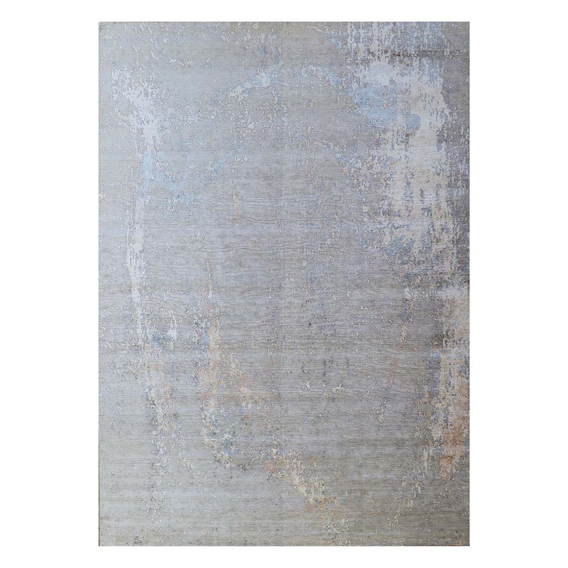 One-of-a-Kind High-Quality Hand-Knotted Gray/Light Blue Area Rug