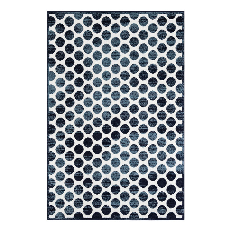 Sabrina Soto Dots Indoor/Outdoor Rug Navy Blue, Rectangle 6'1" x 9'