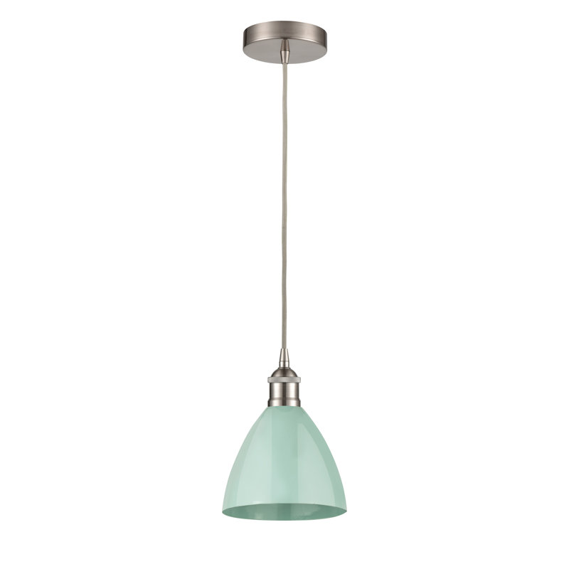 Luminaire suspendu simple à 1 lumière Schiavone, Écume de mer, Nickel satiné brossé