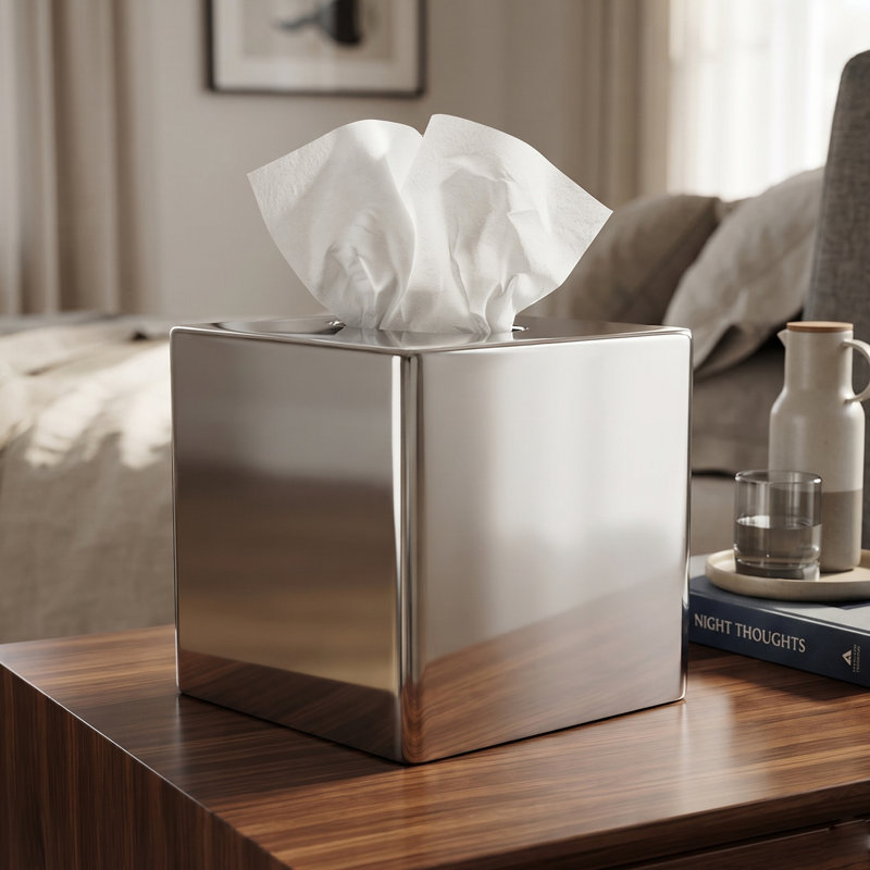 Gloss Tissue Box Cover Bathroom Tray Tumbler