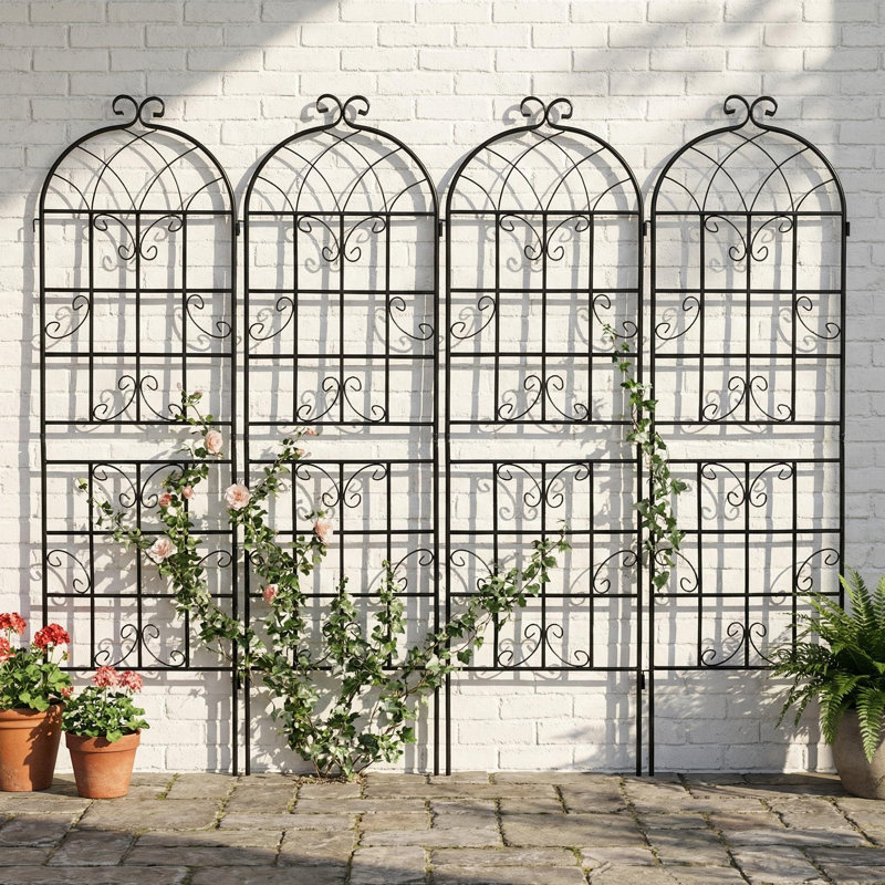 Paquet de 4 treillis de patio en métal antirouille pour plantes grimpantes, H 71 po x l 80 po x P 0,39 po