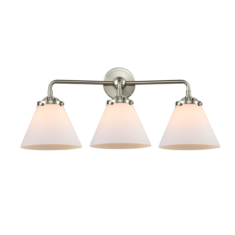 Éclairage pour meuble-lavabo 2 lumières Taryn, Boîtier blanc mat, Incandescent, Nickel satiné brossé