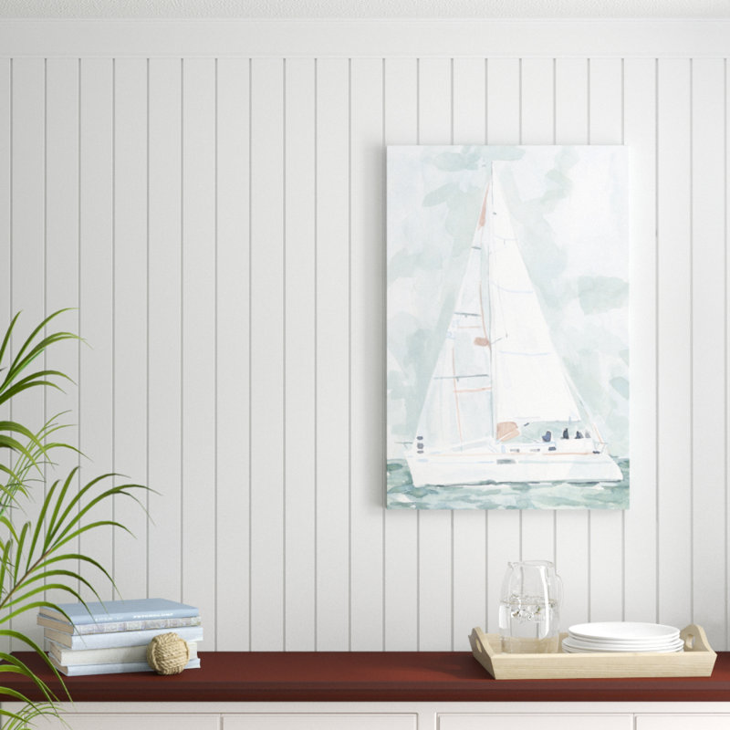 Soft Sailboat II by Emma Scarvey - Painting, 91cm H x 61cm W, Wrapped Canvas