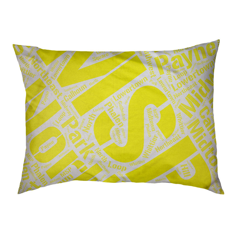 Coussin de chien « districts », Grand (l 40 po x P 30 po x H 14 po), Jaune, Minneapolis – Saint Paul