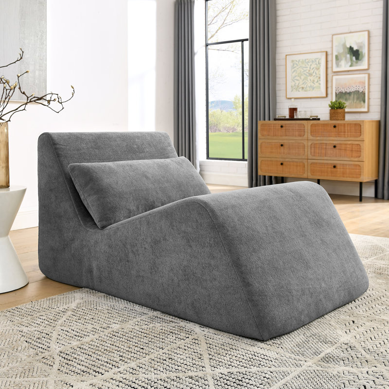 Chaise longue en chenille moderne sans assemblage, Gris chenille