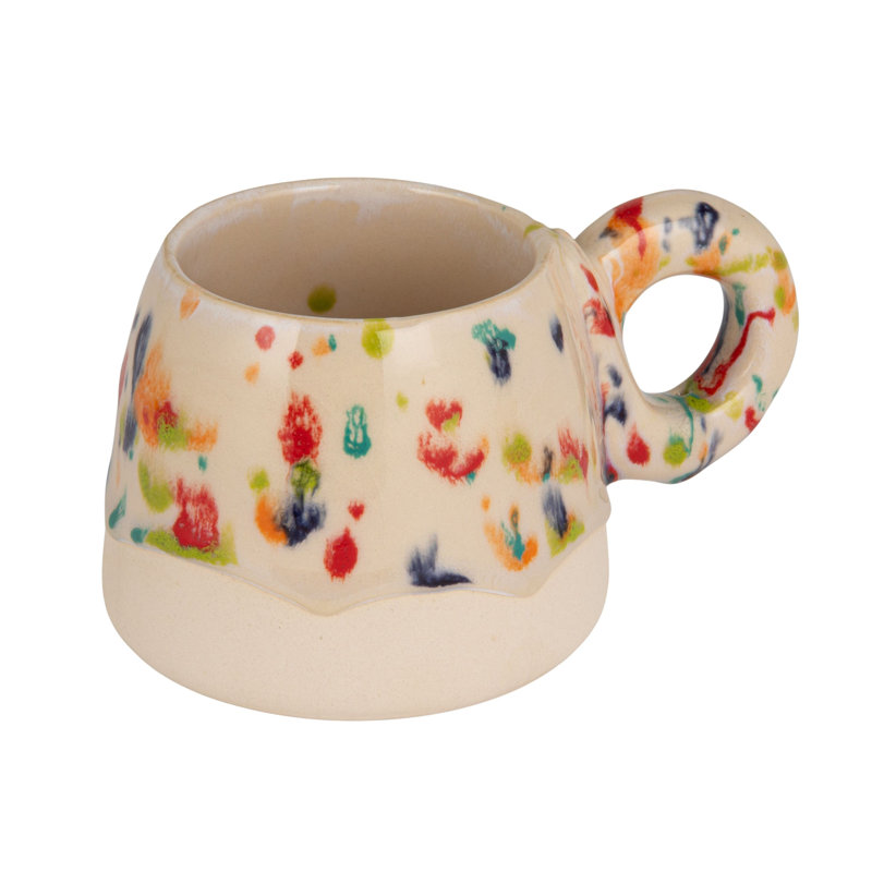 Handmade Stoneware Mug In Rolled Speckled Finish