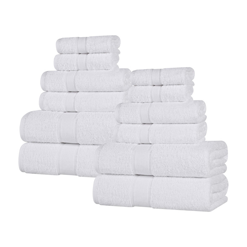 Ensemble de serviettes en coton biologique Lyndon, Blanc, Ensemble de 12 pièces