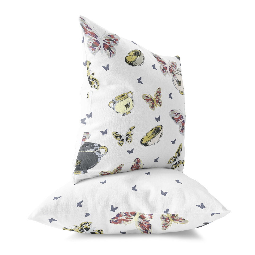 Butterfly Garden Bowl Indoor/Outdoor Square Cushion mit Füllung