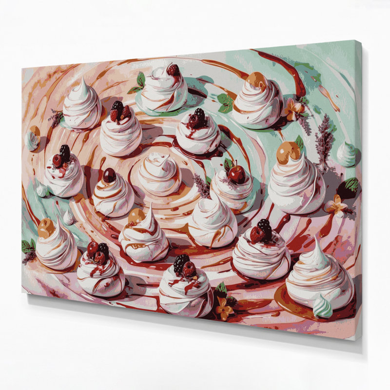 Desserts Pavlova, art mural sur toile grise, H 20 po x l 24 po