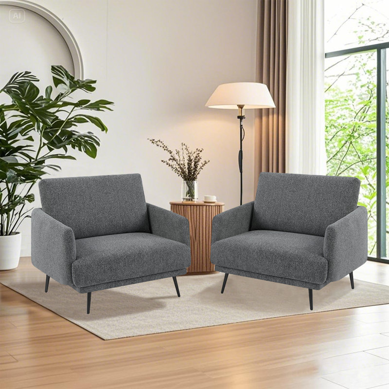 Lanaijah 37.5'' Oversized Armchair Accent Chair Single Seat Sofa for living room, Dark Gray Chenille