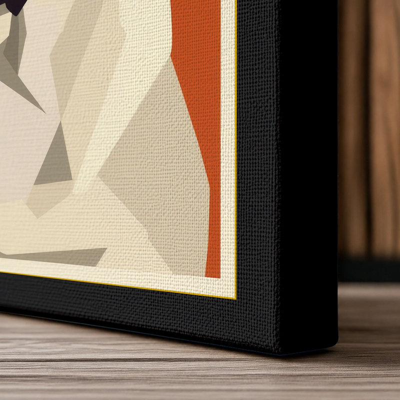 Geometric Pug Modern - Wrapped Canvas, 24x16 - 61.0 x 40.6 cm, Black Border
