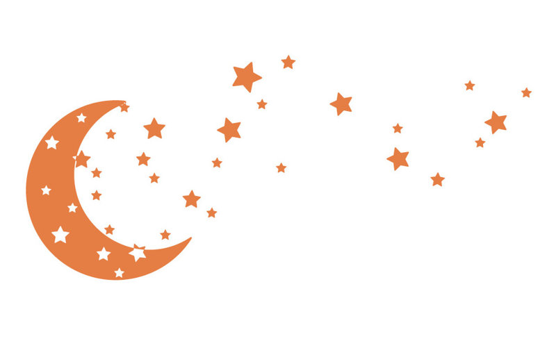 Adhésif décoratif lune et étoiles, H 22 po x l 49 po x P 0,01 po, Kaki
