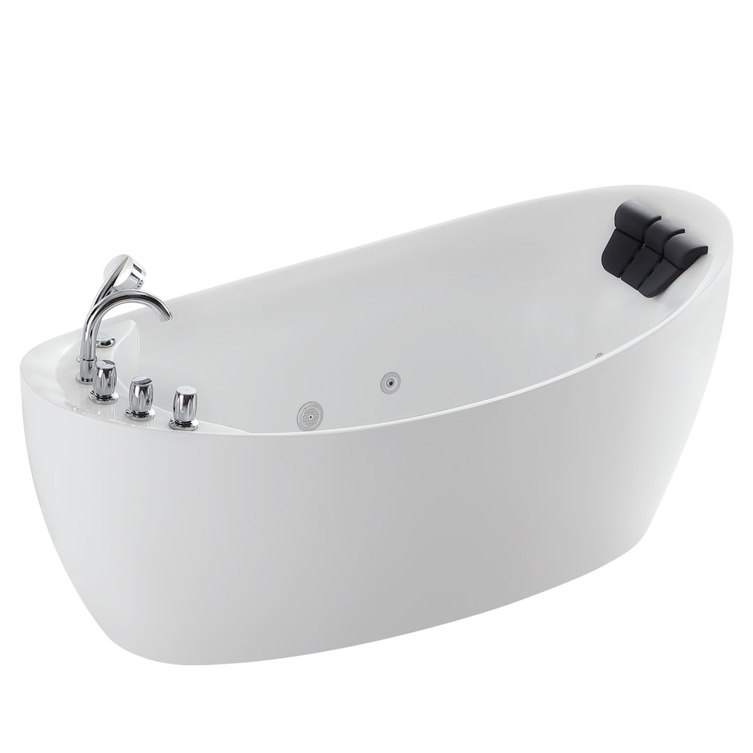 67'' x 29.5'' Freestanding Whirlpool Plastic / Acrylic Bathtub with Faucet Empava