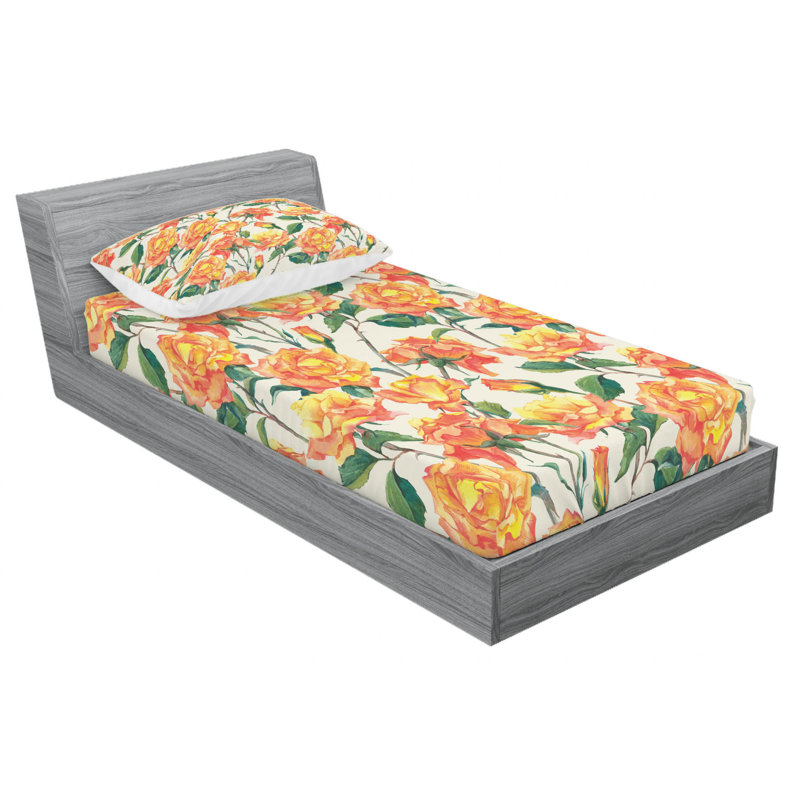 Microfiber Floral Sheet Set, Twin XL Sheet Set + Fitted Sheet + 1 Pillowcase