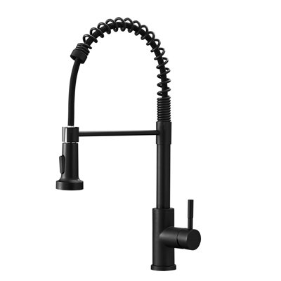 Black Kitchen Sink Faucet With Pull Down , Ceramic Filler, Smooth Water Flow Contemporary Faucet, Out To And Humidity
