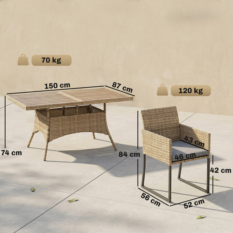 6 - Person Patio Dining Set with Rectangular Table