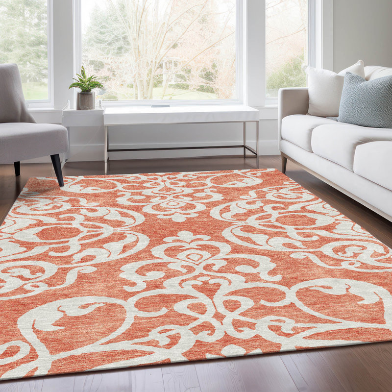Premium Machine Washable Prisco Coral Rug, Rectangle 8' x 10'