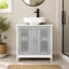 Ensemble de meuble-lavabo de salle de bain sous le lavabo avec tablette ajustable en blanc gris