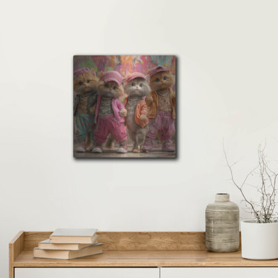«Kat Pop» par Ann Klee, art mural en métal, 12 po x 12 po