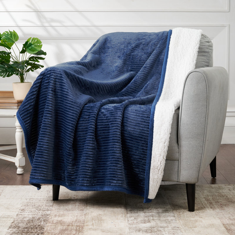 Jeté en velours côtelé et velours côtelé CBCHome, Denim foncé